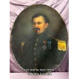 PASTEL PORTRAIT ON CANVAS OF A CONTINENTAL 19TH CENTURY FRENCH OFFICER, 73 X 60CM