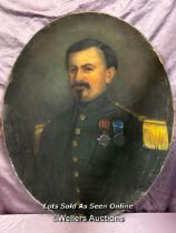 PASTEL PORTRAIT ON CANVAS OF A CONTINENTAL 19TH CENTURY FRENCH OFFICER, 73 X 60CM