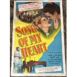 SONG OF MY HEART, ORIGINAL FILM POSTER, 69CM W X 104CM H