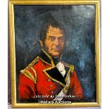 FRAMED OIL ON CANVAS DEPICTING A MILITARY GENTLEMAN, 49.5 X 60CM