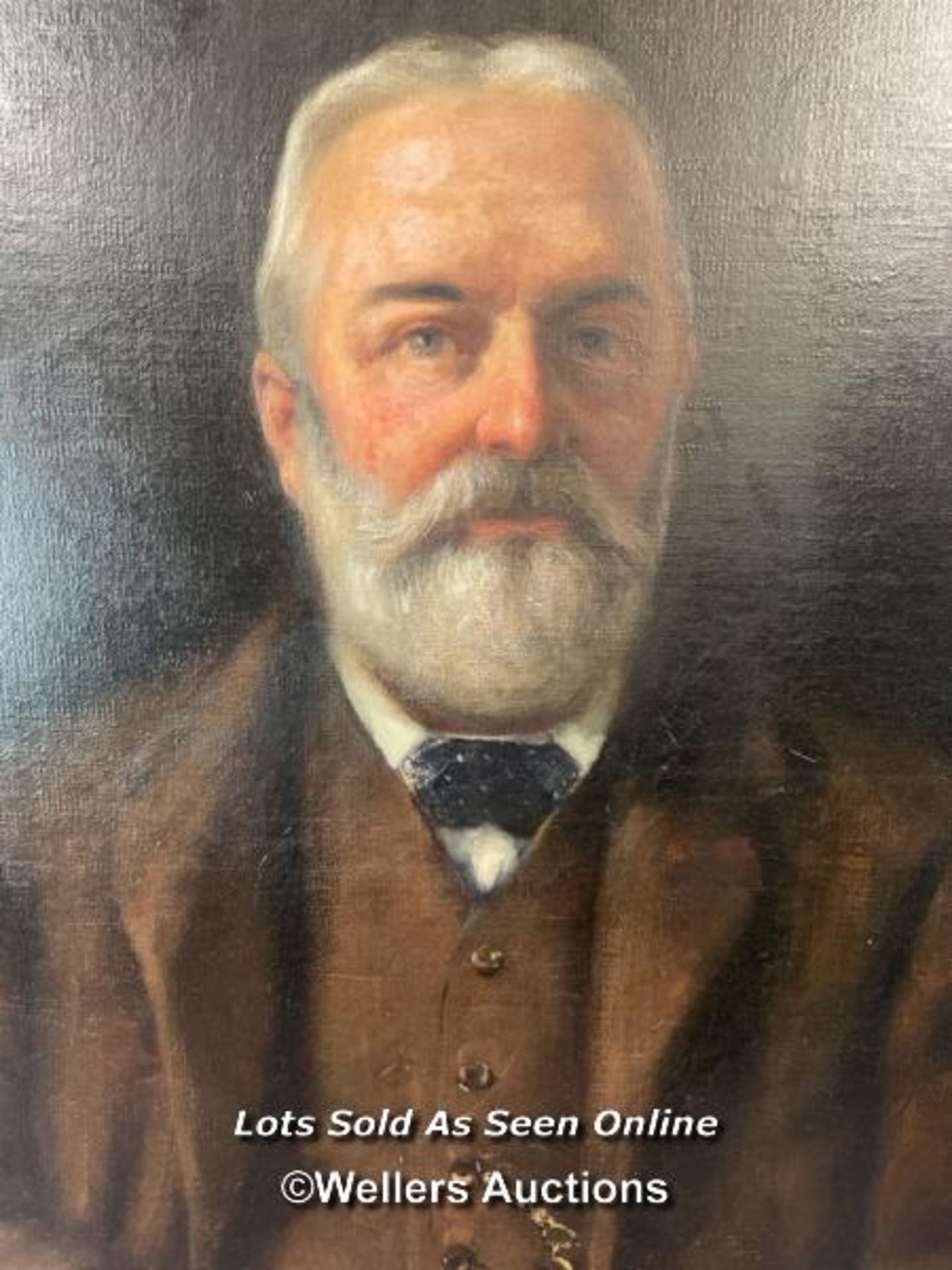 19TH CENTURY OIL ON CANVAS PORTRAIT OF A GENTLEMAN, UNSIGNED, 63.5 X 76.5CM - Bild 2 aus 3