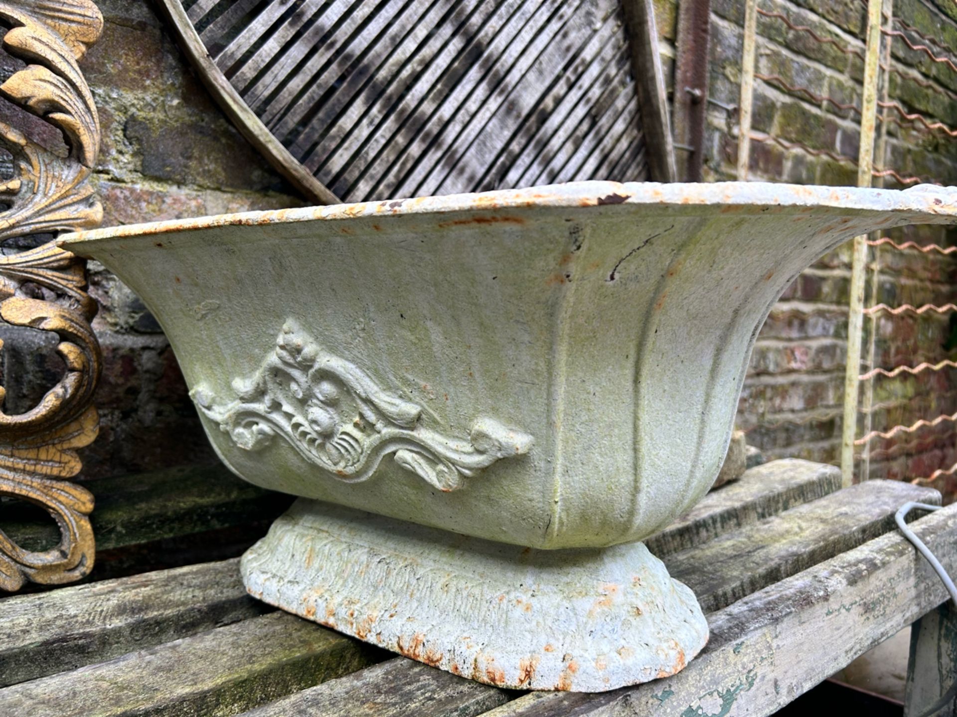 PAIR OF FRENCH CAST IRON PLANTERS - Image 5 of 7