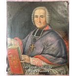 OIL ON CANVAS PORTRAIT OF A CLERGY MAN FROM FLORENCE, UNSIGNED, 68 X 82CM (SOME MINOR DAMAGE - SEE