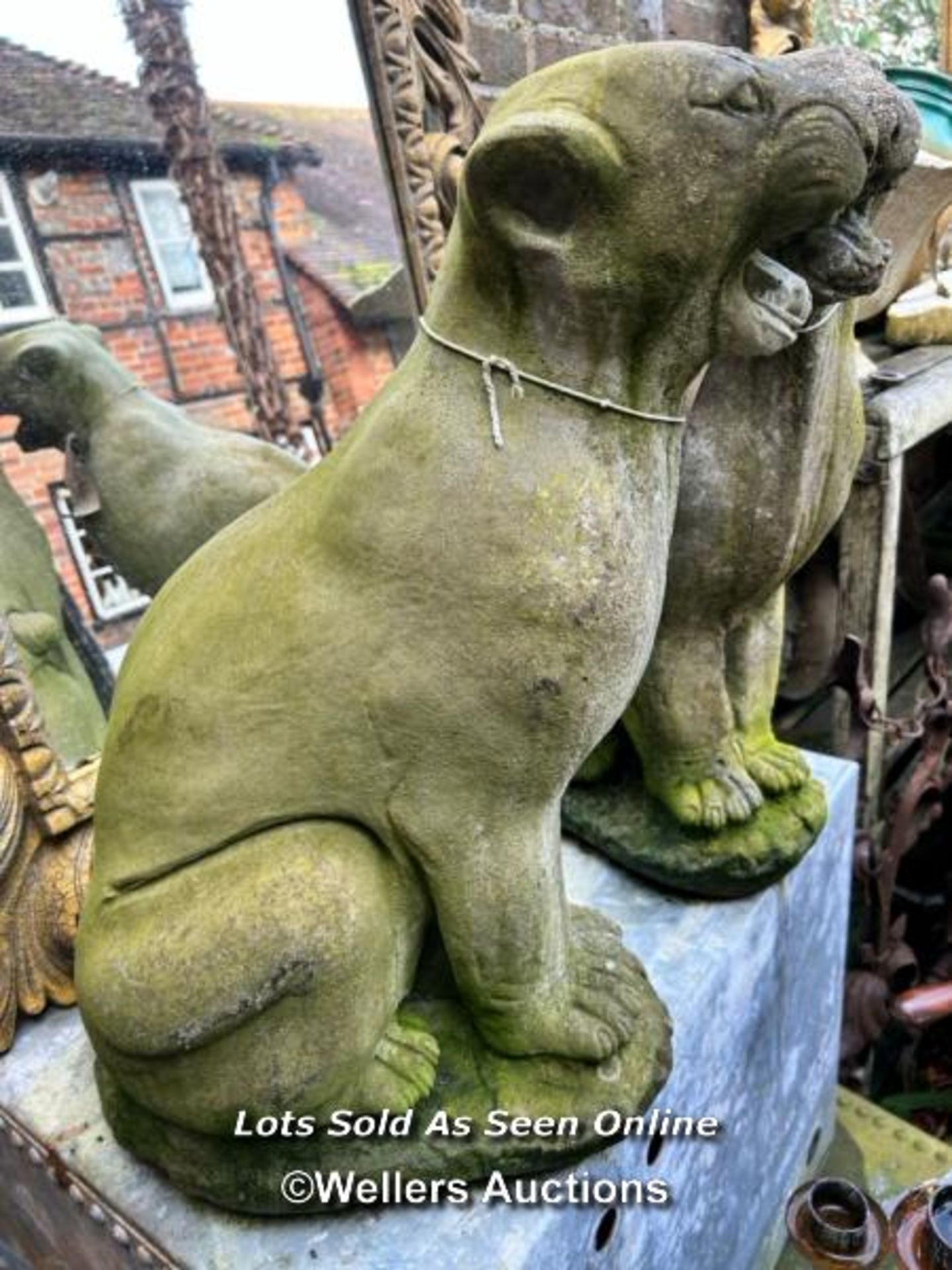 PAIR OF COMPOSITION STONE PANTHER STATUES - Image 4 of 4