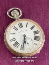 A.W.DEAR HYDE PARK CORNER S.W POCKET WATCH, SWISS MADE, WHITE METAL CASE