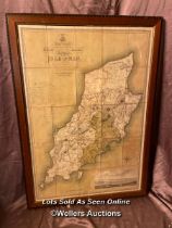 19TH CENTURY FRAMED AND GLAZED MAP OF THE ISLE OF MAN, 75 X 106CM