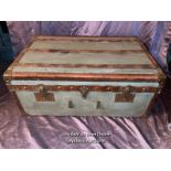 TRUNK WITH BRASS CORNERS, 84 X 52.5 X 34CM