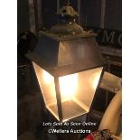 EARLY 20TH CENTURY CONVERTED HANGING LANTERN, 34 X 60CM