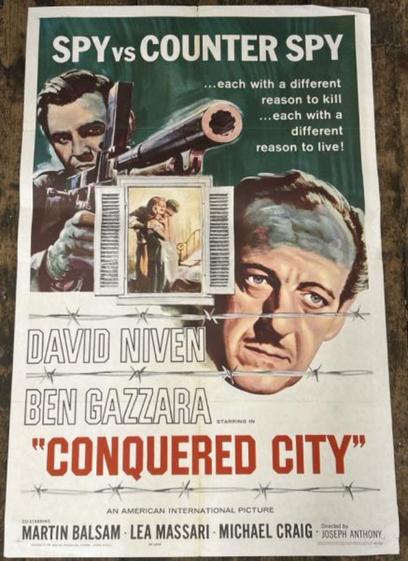CONQUERED CITY STARRING DAVID NIVEN AND BEN GAZZARA, ORIGINAL FILM POSTER, 65/63, 68.5CM W X 104CM H