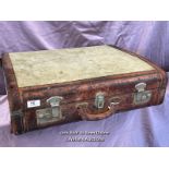 VINTAGE CANVAS AND LEATHER SUITCASE BY VICTOR LUGGAGE