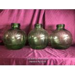 A PAIR OF VIRESA GLASS JARDINIERE, WITH ONE SURPLUS CRACKED POT, HEIGHT 35CM