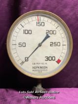 BRASS HOPKINSON HUDDERSFIELD PRESSURE GAUGE, DIAMETER 26CM X HEIGHT 33CM