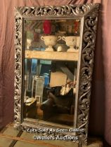 19TH CENTURY CARVED FOLIATE ITALIAN MIRROR WITH SILVERED FINISH, 67 X 109CM