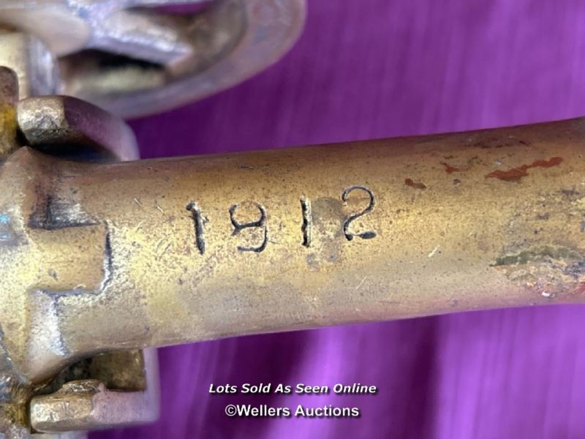ORNAMENTAL BRASS CANNON DATED 1912 - Image 3 of 3