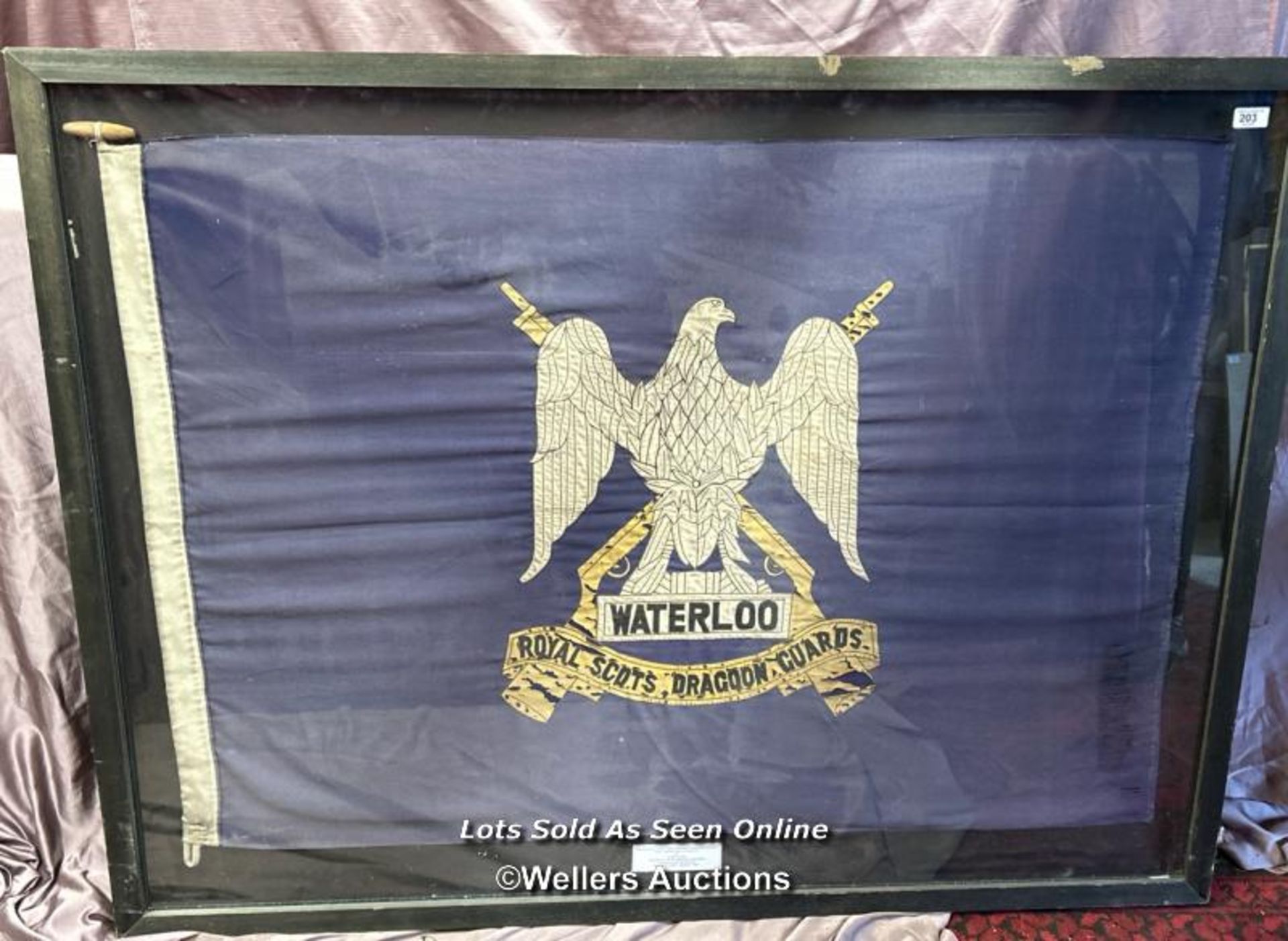 REGIMENTAL FLAG FLOWN DURING OPERATION GRANBY (THE LIBERATION OF KUWAIT) BY D SQUADRON, THE ROYAL