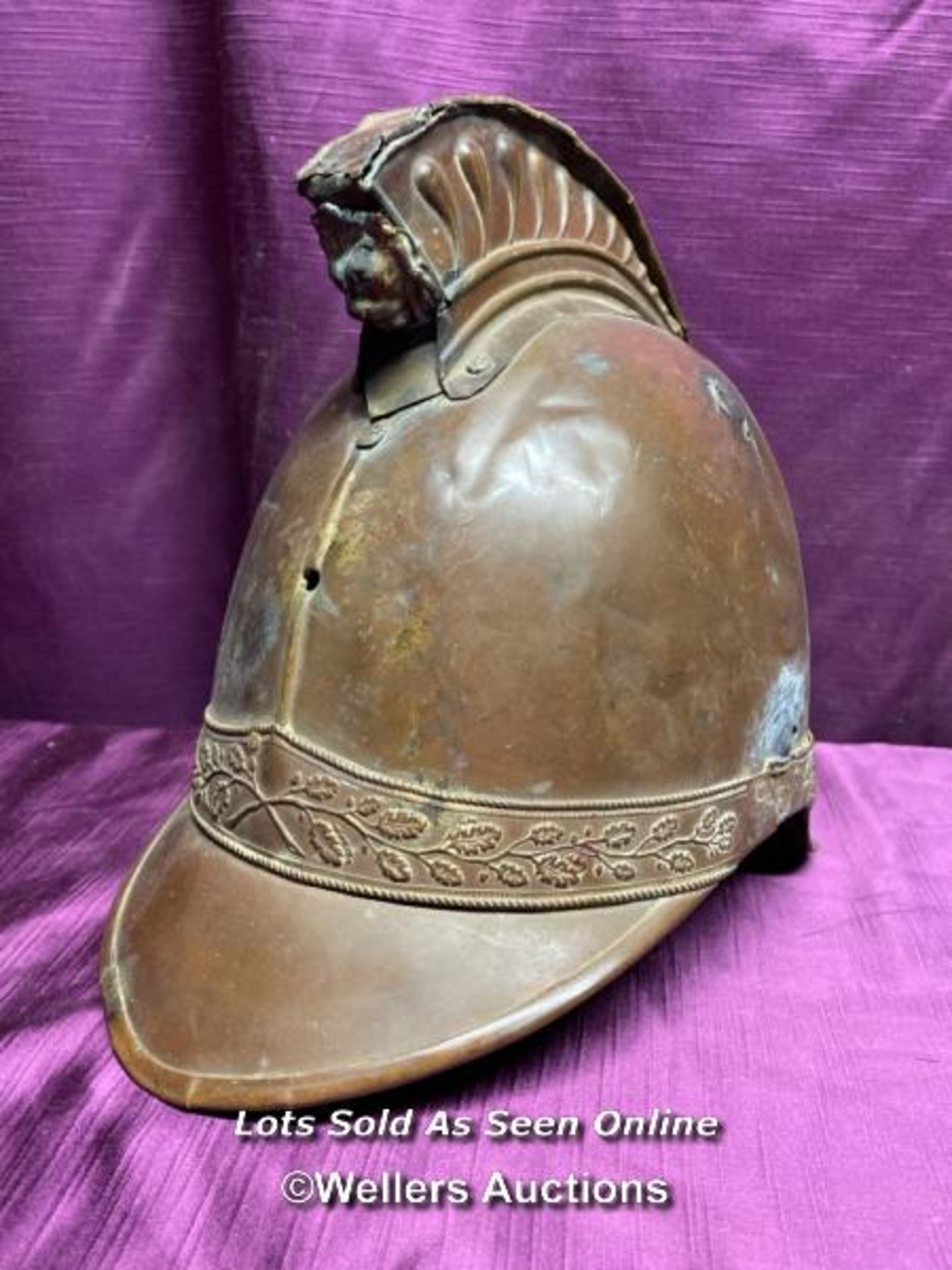 19TH CENTURY FRENCH SAPEURS AND POMPIERS HELMET, HEIGHT 24CM