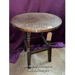 1930'S HAMMERED COPPER TOP TABLE, 60CM X 74CM