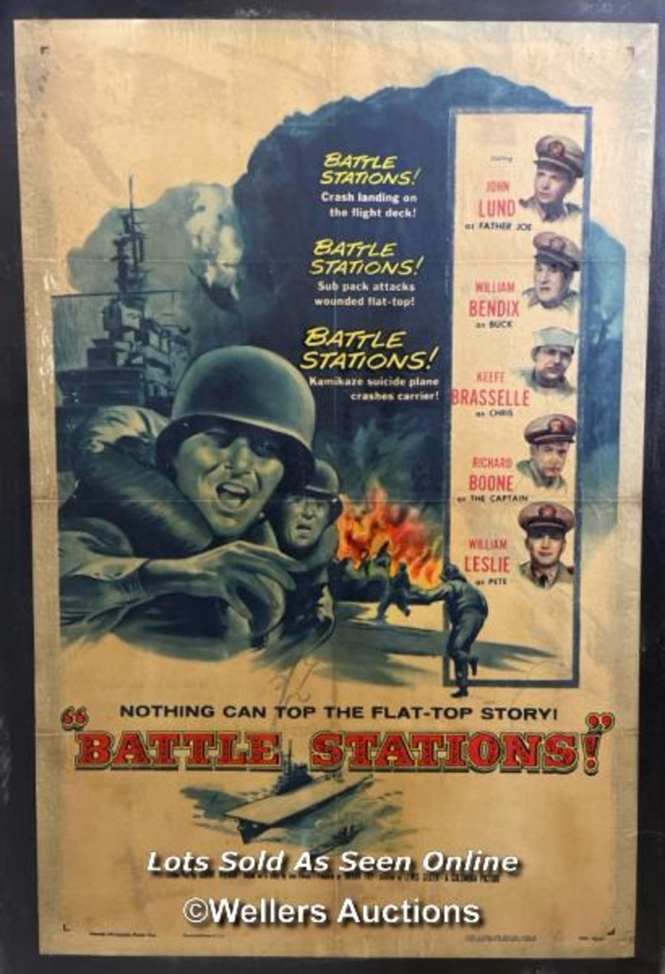 'BATTLE STATIONS' FILM POSTER, 56/26, PASTED ONTO BOARD FOR THEATRICAL USE, POSTER SIZE 69 X 104CM