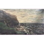 OIL ON CANVAS PAINTING OF A SEASCAPE, SIGNED AED, 61 X 35.5CM