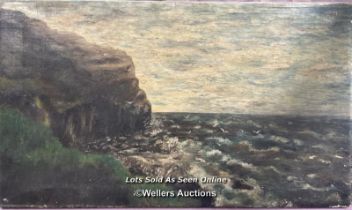 OIL ON CANVAS PAINTING OF A SEASCAPE, SIGNED AED, 61 X 35.5CM