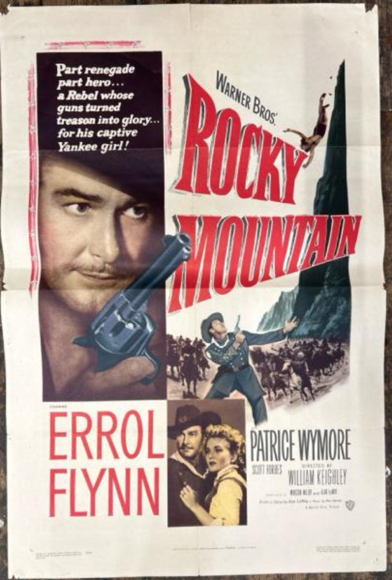 ROCK MOUNTAIN STARRING ERROL FLYNN AND PATRICE WYMORE, ORIGINAL FILM POSTER, 50/559, LITHO IN USA,