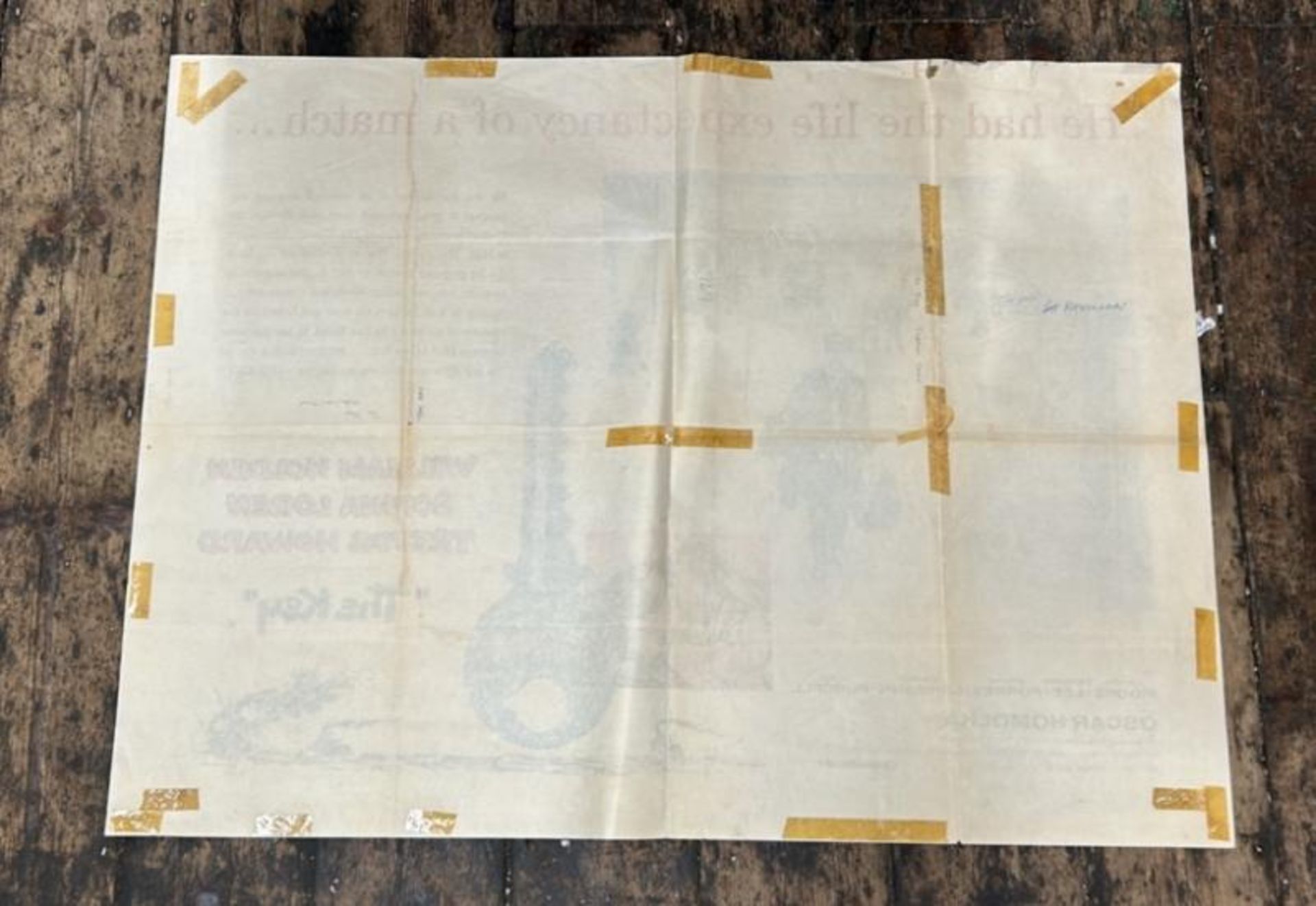 THE KEY, ORIGINAL FILM POSTER, PRINTED IN ENGLAND BY STAFFORD & CO, TAPE TO THE REAR, 10125CM W X - Image 5 of 5