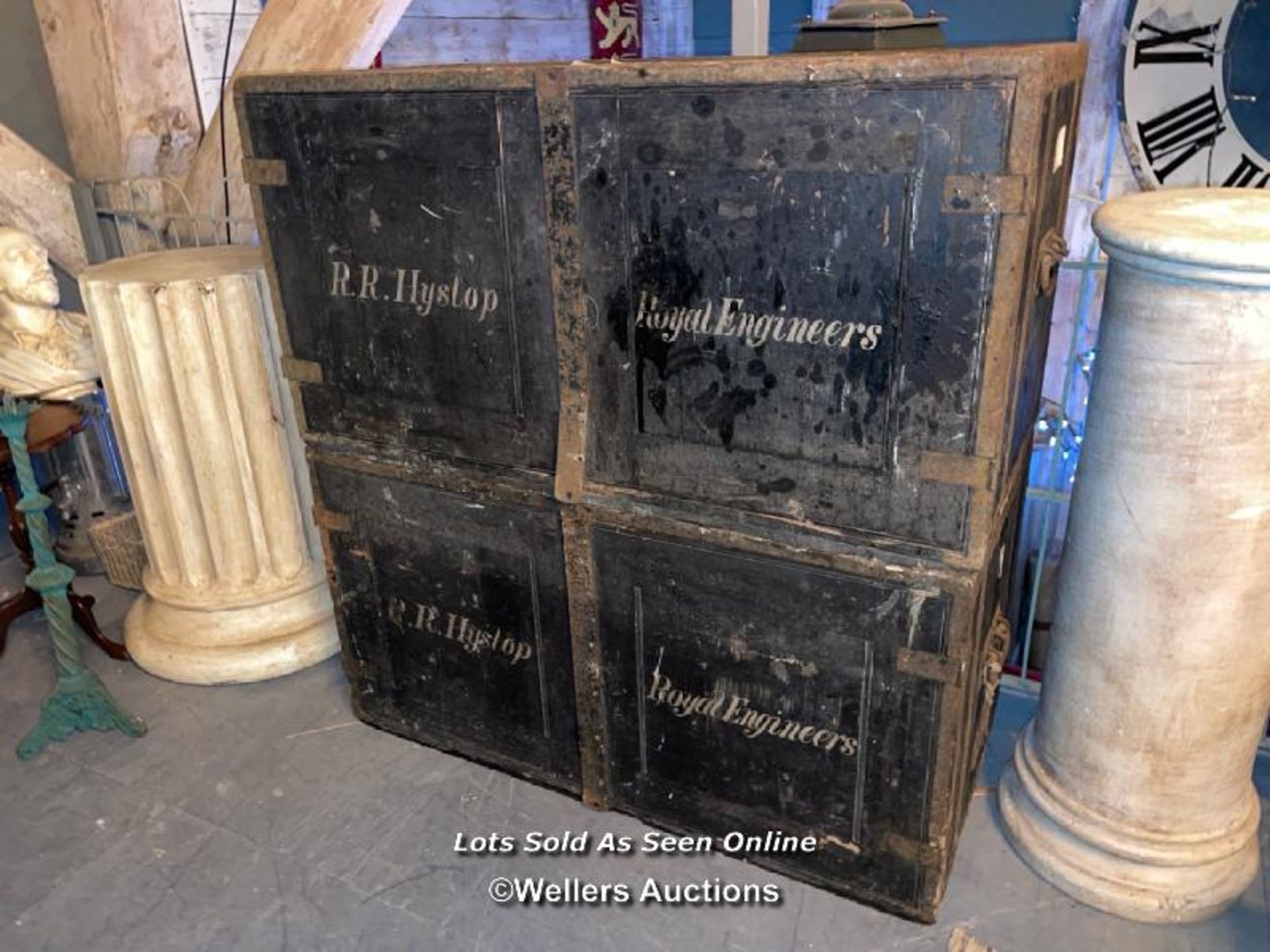 PAIR OF MID 19TH CENTURY MILITARY CAMPAIGN CARRYING CHESTS FOR R.R. HYSLOP ROYAL ENGINEERS, IN - Image 8 of 8