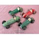 FOUR DINKY DIE CAST RACING CARS INCLUDING HWM NO. 23J, COOPER BRISTOL NO. 23G, MASERATI NO. 23N