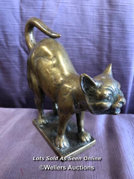 BRONZE CAT MASCOT, HEIGHT 14CM