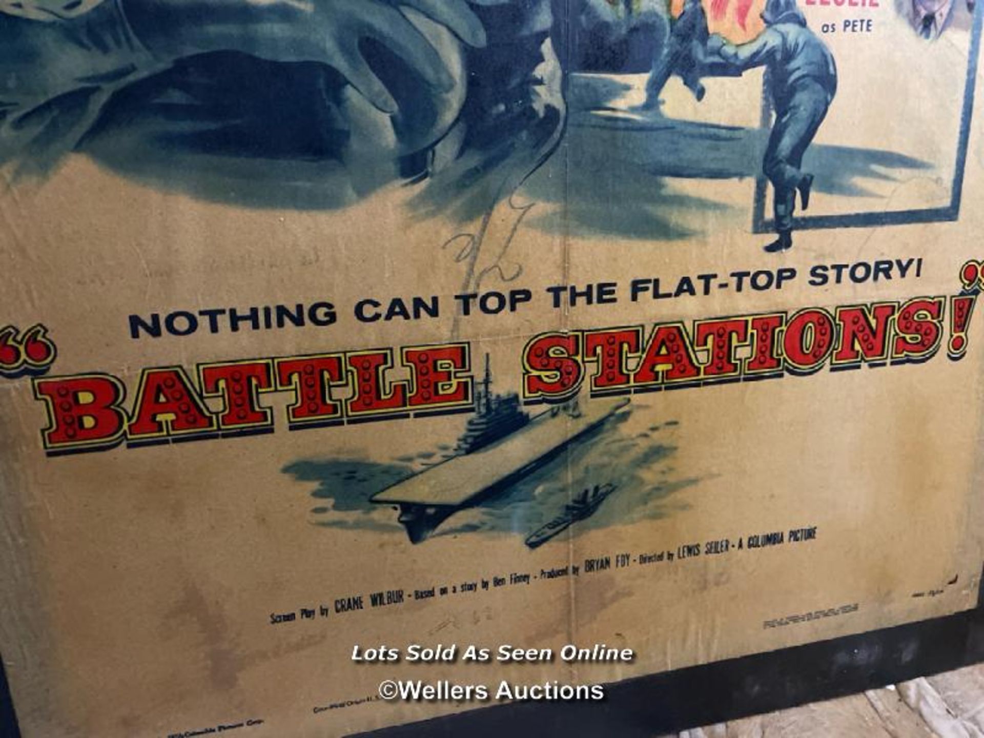 'BATTLE STATIONS' FILM POSTER, 56/26, PASTED ONTO BOARD FOR THEATRICAL USE, POSTER SIZE 69 X 104CM - Bild 4 aus 5