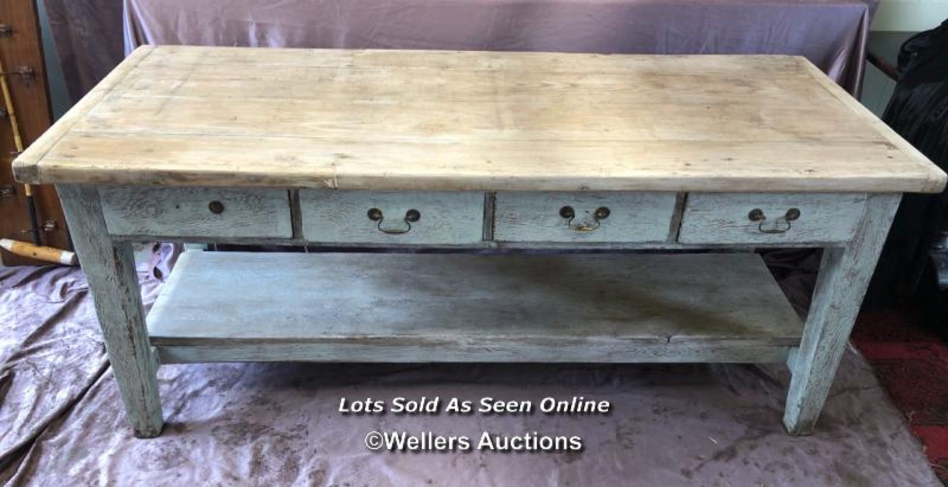 19TH CENTURY FARMHOUSE OAK SERVER WITH FOUR DRAWERS, 182.5 X 76.5 X 76.5CM - Image 6 of 6