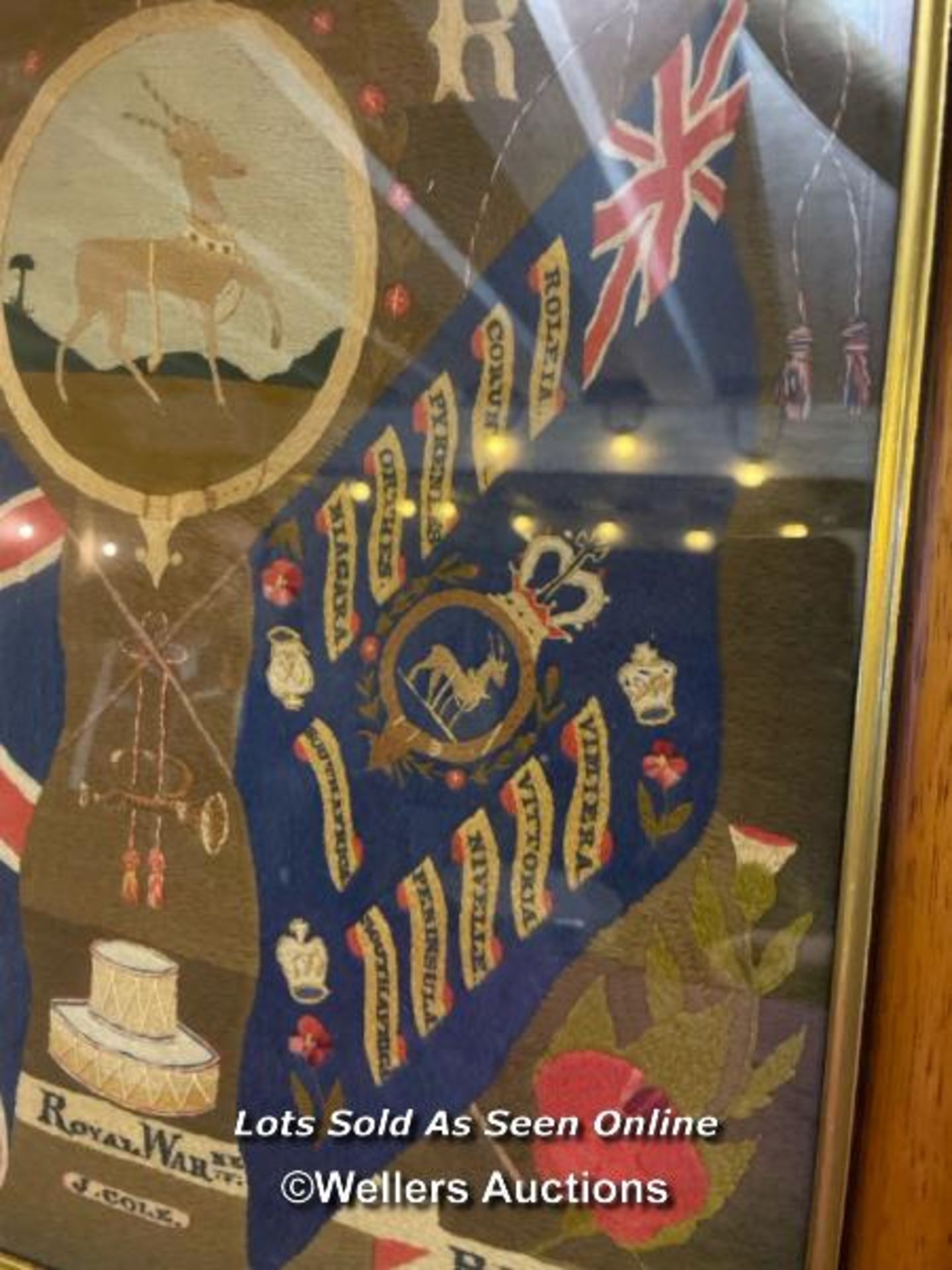 19TH CENTURY HIGHLY DETAILED EMBROIDERY TO THE SECOND BATTALION ROYAL WARWICKSHIRE REGIMENT, - Image 3 of 4