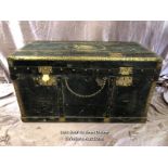 LARGE NAPOLEONIC OFFICERS CAMPAIGN TRUNK, WITH INITIALS E.C. 90 X 48 X 50CM