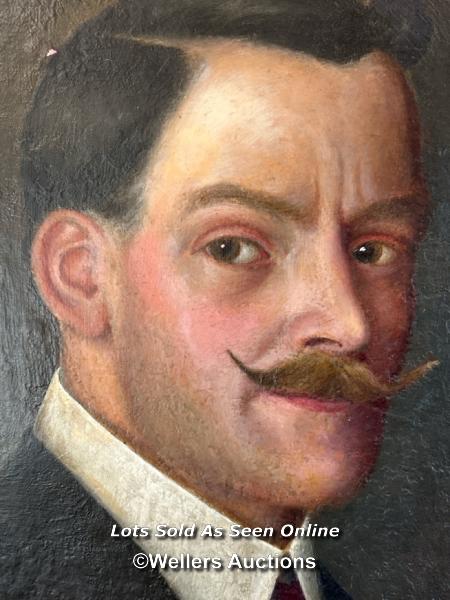 FRAMED OIL ON BOARD PORTRAIT OF A GENTLEMAN, 15 X 52CM - Image 2 of 3