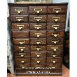 LATE 19TH CENTURY FILING CABINET, 27 DRAWERS, SHOWS WITH MISSING HANDLE, THE HANDLE IS PRESENT