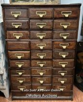 LATE 19TH CENTURY FILING CABINET, 27 DRAWERS, SHOWS WITH MISSING HANDLE, THE HANDLE IS PRESENT