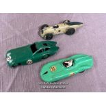 THREE DINKY DIE CAST RACING CARS INCLUDING CONNAUGHT NO. 236, BRISTOL 450 NO. 163 AND ONE OTHER