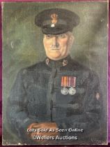 OIL ON CANVAS PORTRAIT OF A MILITARY OFFICER WITH BOER WAR MEDALS, SIGNED BY G. STURGES '32, 51 X
