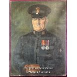 OIL ON CANVAS PORTRAIT OF A MILITARY OFFICER WITH BOER WAR MEDALS, SIGNED BY G. STURGES '32, 51 X