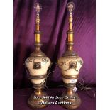 PAIR OF LARGE SCALE CONTINENTAL CONVERTED BALUSTER LAMPS, APPROX HEIGHT 70CM