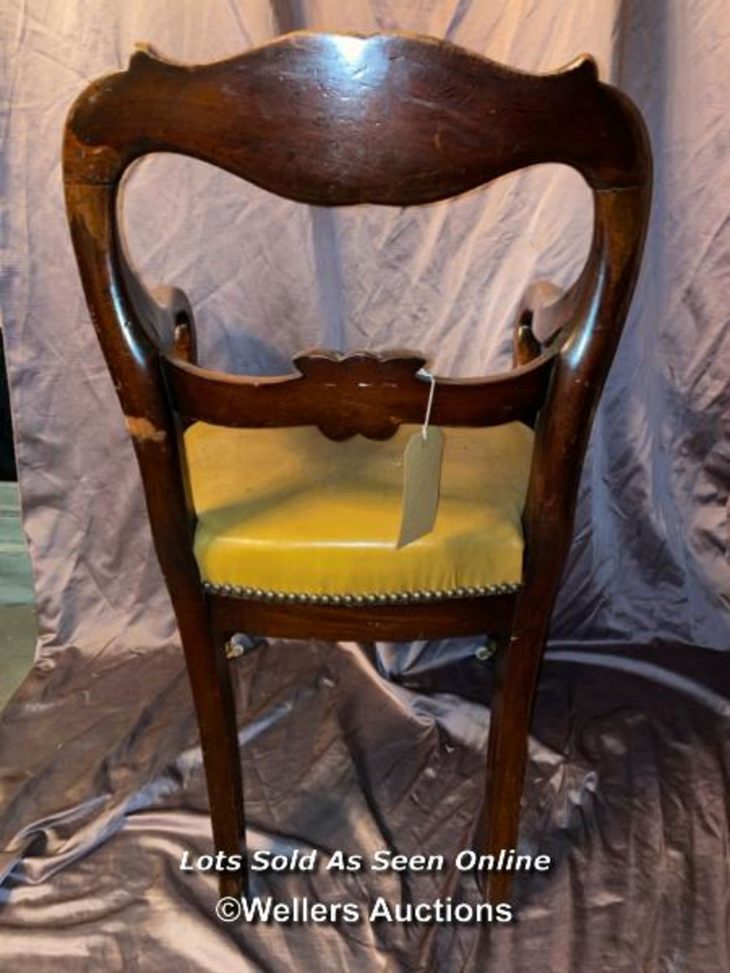 WILLIAM IV CIRCA 1840 DESK CHAIR IN MAHOGANY ON TWO CASTORS, 60 X 54 X 94CM - Image 5 of 5