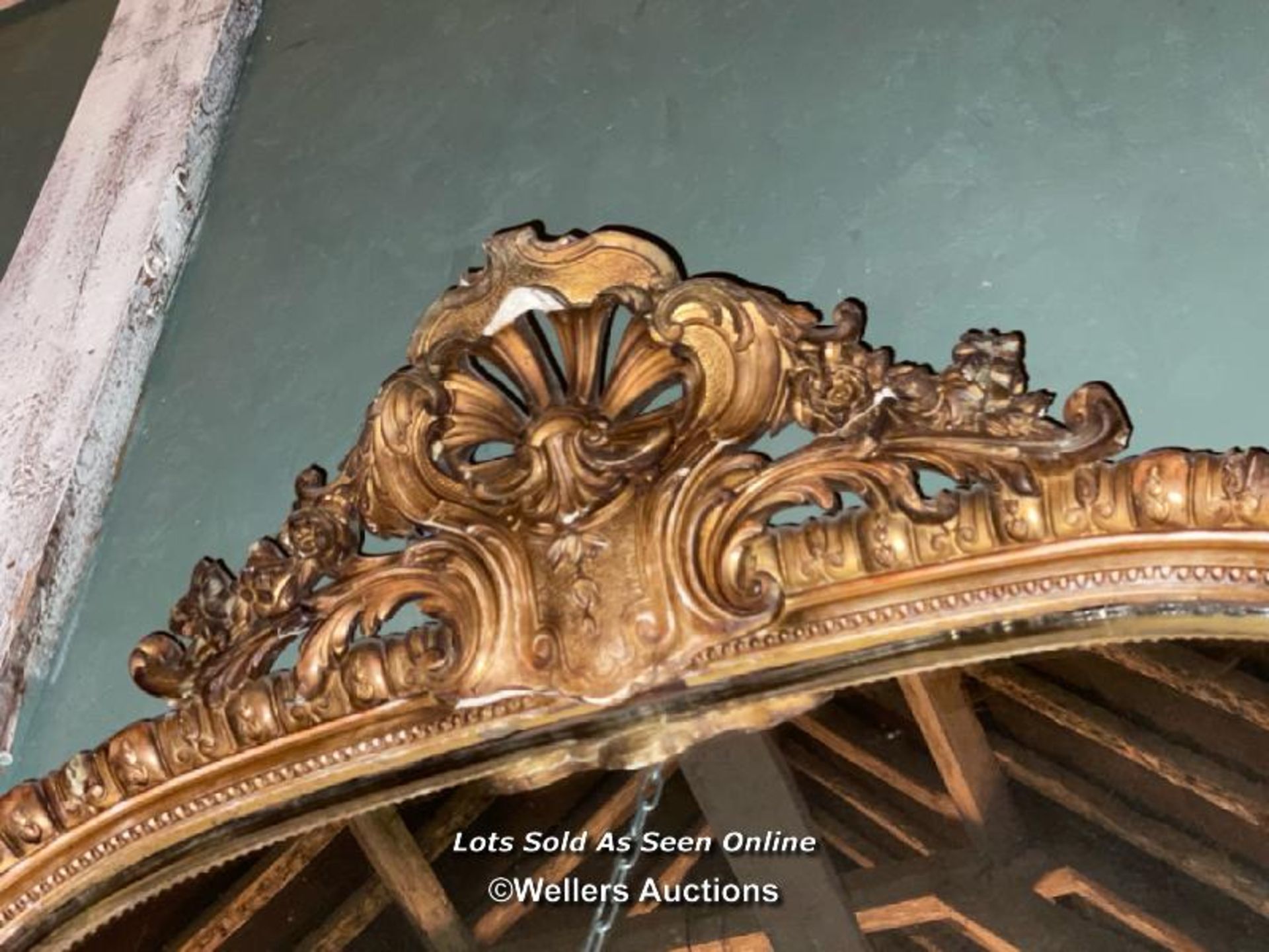 19TH CENTURY FRENCH GILT OVERMANTLE MIRROR WITH ORIGINAL PLATE, 126 X 180CM - Image 2 of 5