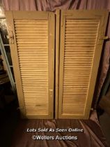 PAIR OF 19TH CENTURY SHUTTERS, ORIGINAL PAINT, EACH 59 X 157CM