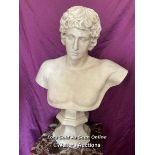 19TH CENTURY MARBLE BUST OF ANTINOUS, 55 X 23 (BASE) X 73.5CM - This lot is located away from the