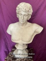 19TH CENTURY MARBLE BUST OF ANTINOUS, 55 X 23 (BASE) X 73.5CM - This lot is located away from the