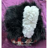 MID 20TH CENTURY OSTRICH FEATHER HIGHLAND BONNET WITH PLUME, TRANSVAAL 8TH INFANTRY, SCOTTISH