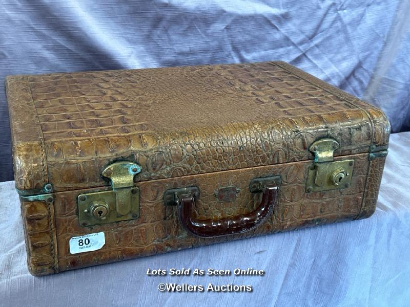 VINTAGE CROCODILE SKIN SUITCASE, MADE IN CANADA, 46 X 16 X 33CM