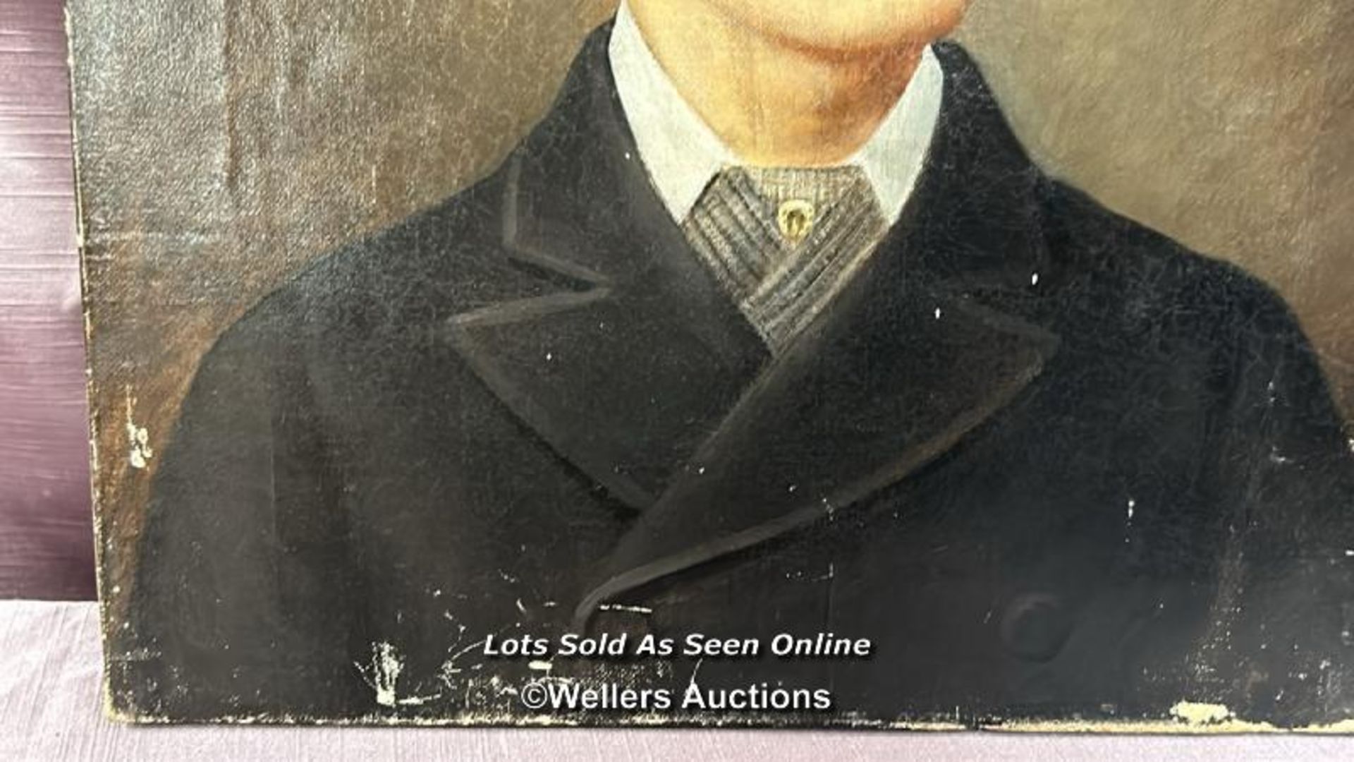OIL ON CANVAS DEPICTING 19TH CENTURY GENTLEMAN, 38 X 31CM - Image 3 of 4