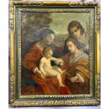 OIL ON BOARD DEPICTING FAMILY WITH YOUNG CHILD, COPY OF ITALIAN RENAISSANCE, 61 X 50CM