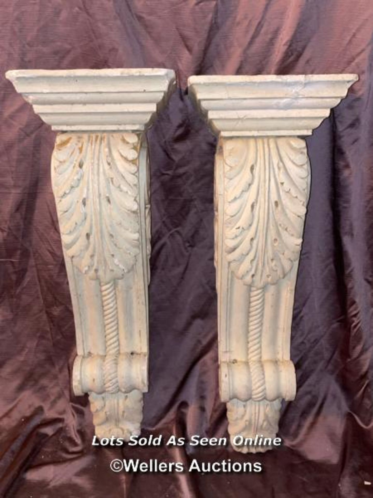 PAIR OF 19TH CENTURY PLASTER CORBELS, HEIGHT 79CM - Image 2 of 3